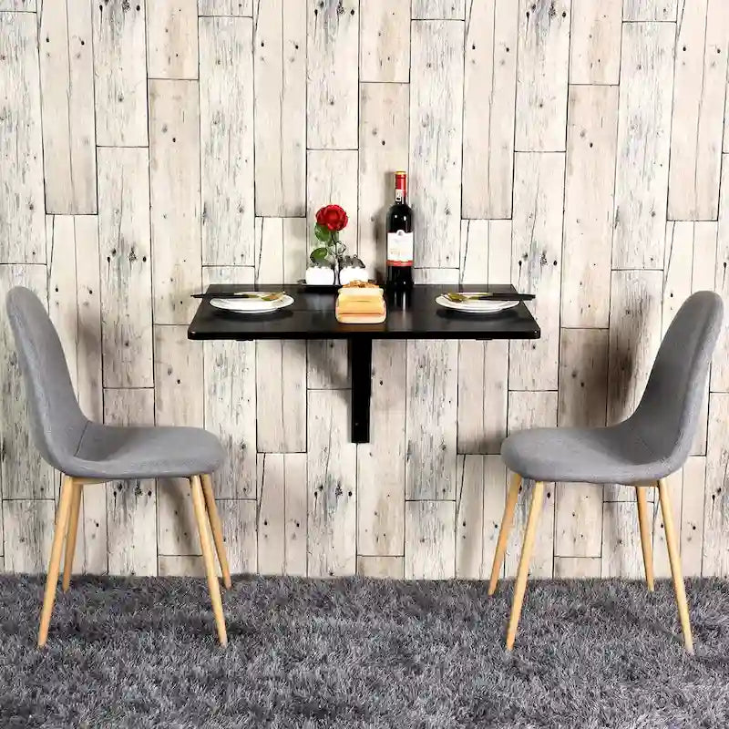 Wall-Mounted Drop-Leaf Table — Floating Folding Desk, Space-Saving