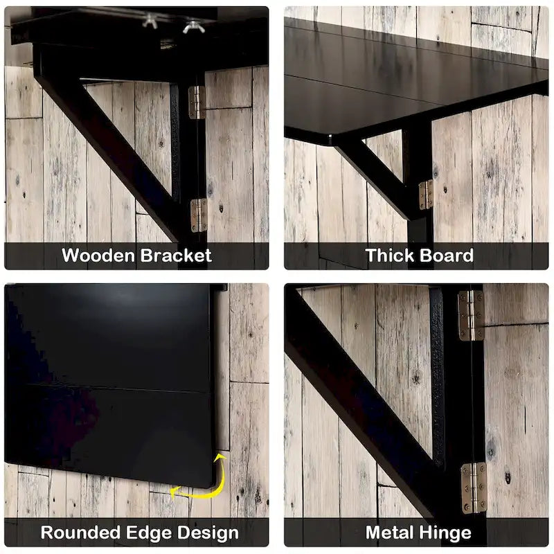 Wall-Mounted Drop-Leaf Table — Floating Folding Desk, Space-Saving
