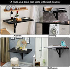 Wall-Mounted Drop-Leaf Table — Floating Folding Desk, Space-Saving