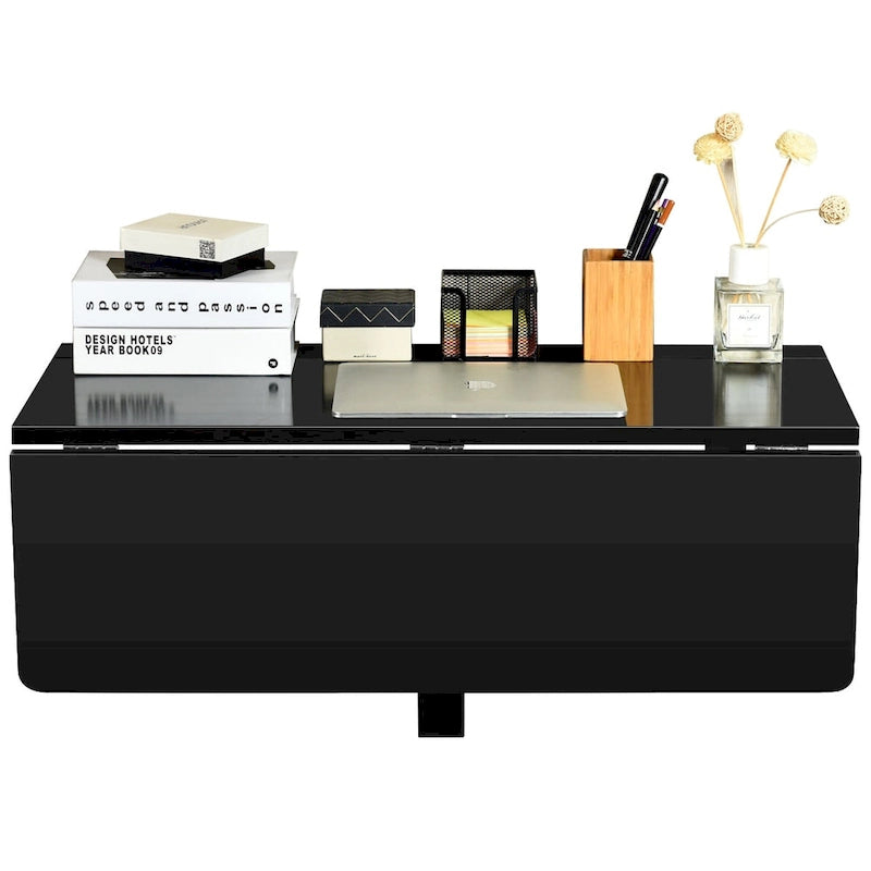 Wall-Mounted Drop-Leaf Table — Floating Folding Desk, Space-Saving