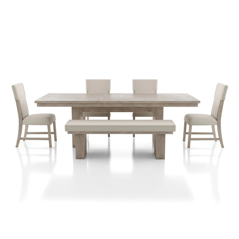 Modern Farmhouse Style 6-Piece Natural Solid Wood Dining Set