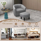 Costway Swivel Barrel Chair with Ottoman Footrest Curved Backrest & - See Details