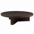Round Coffee Table, 60 Inch, Espresso Brown Wood, Tri Fluted Legs