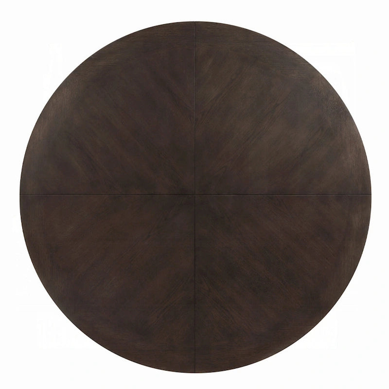 Round Coffee Table, 60 Inch, Espresso Brown Wood, Tri Fluted Legs