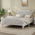 Full Size French Provincial Bed With Tufted Upholstered Headboard And Solid Pine Frame