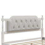 Full Size French Provincial Bed With Tufted Upholstered Headboard And Solid Pine Frame