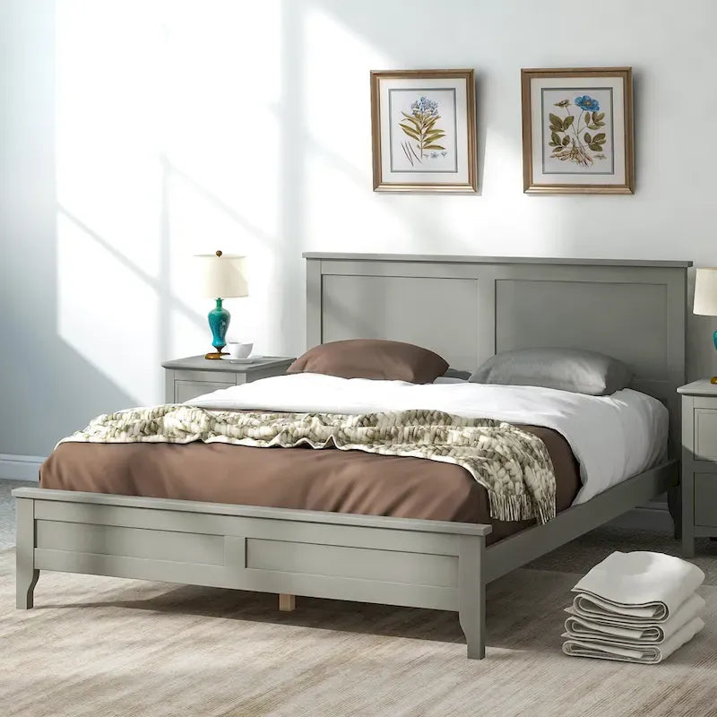 Modern Solid Wood Platform Bed with Natural and Exquisite Wear-resistant Finish
