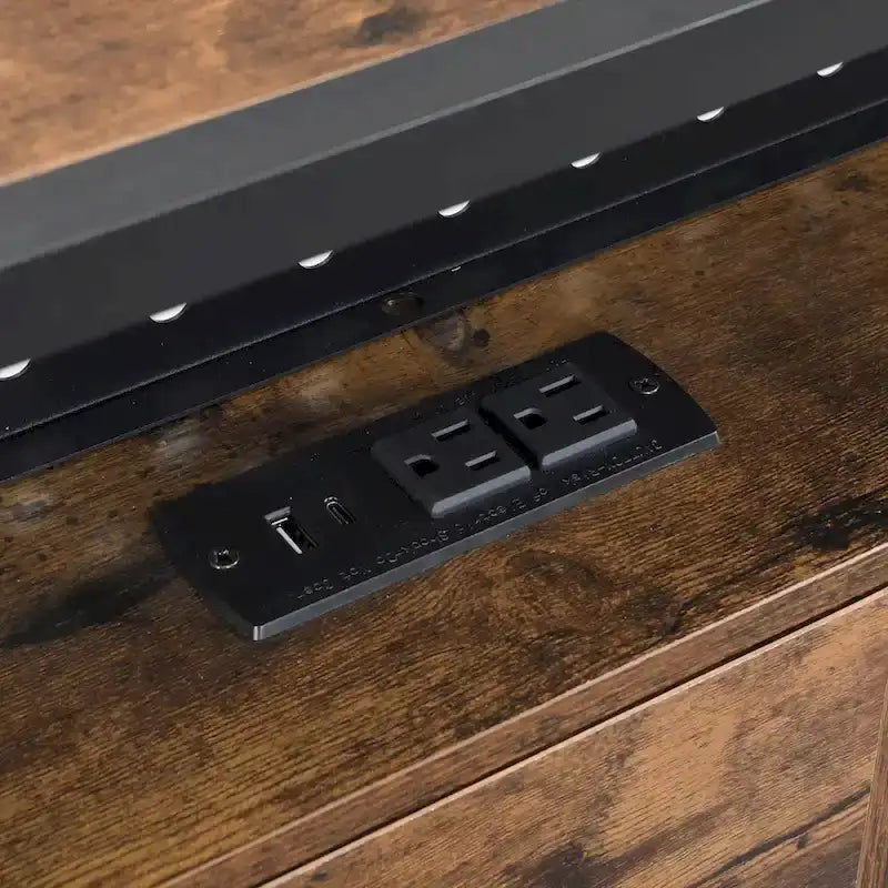 King Size Metal Platform Bed with Wooden Headboard, Drawers, and LEDs