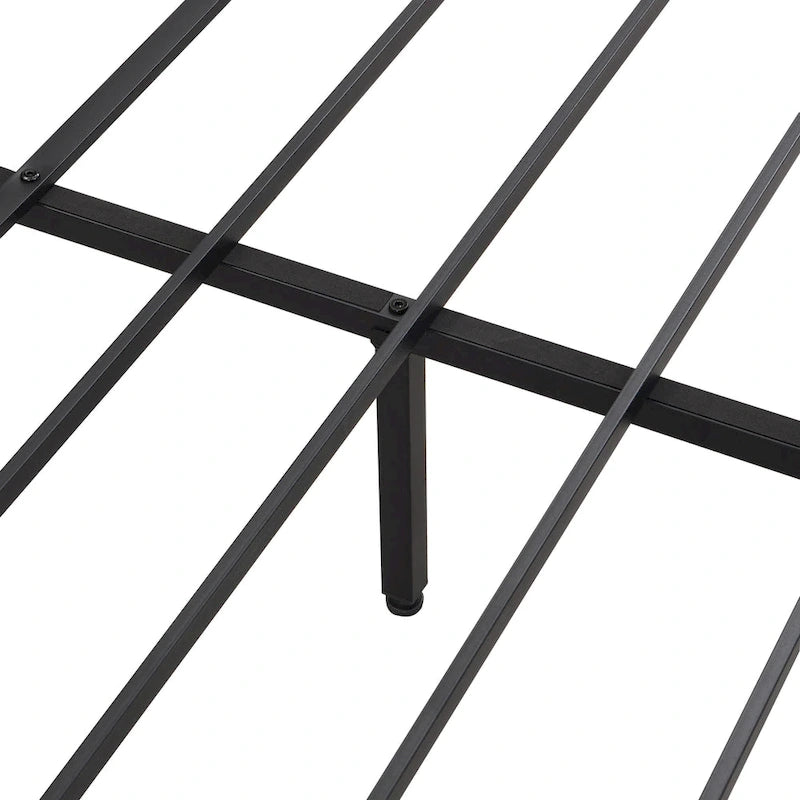 King Size Metal Platform Bed with Wooden Headboard, Drawers, and LEDs