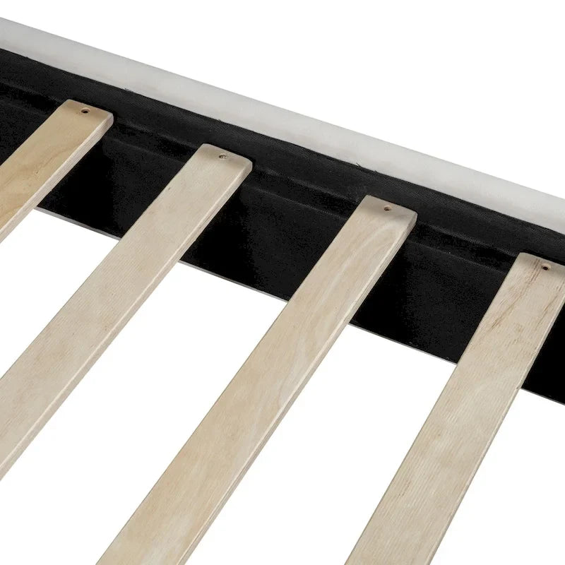 Beige Full Size Velvet Upholstered Platform Bed with Distinctive Headboard and Footboard