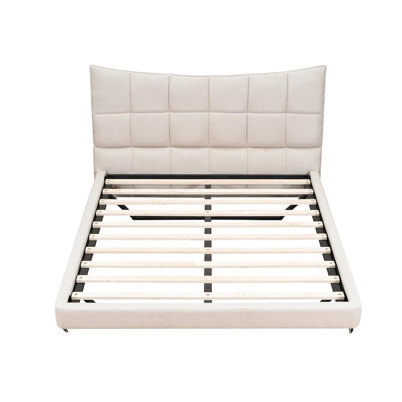 Upholstered Platform Bed (with LED Lights and U-Shaped Headboard)