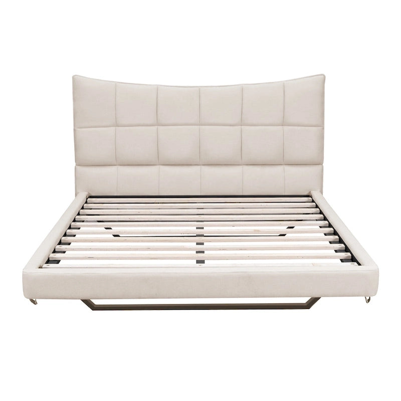 Upholstered Platform Bed (with LED Lights and U-Shaped Headboard)