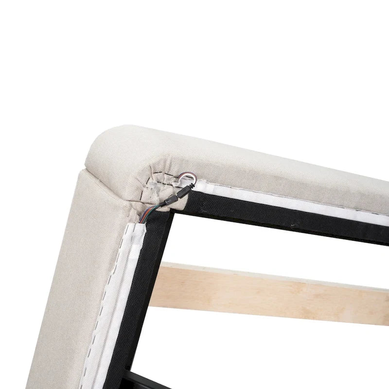 Upholstered Platform Bed (with LED Lights and U-Shaped Headboard)