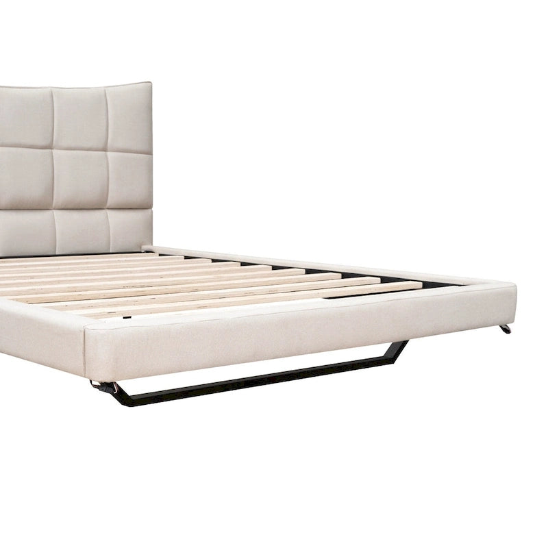 Upholstered Platform Bed (with LED Lights and U-Shaped Headboard)