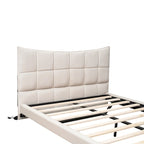 Upholstered Platform Bed (with LED Lights and U-Shaped Headboard)
