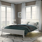 White Queen Size Modern Solid Wood Platform Bed with Wear-resistant Finish