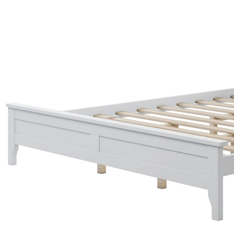 White Queen Size Modern Solid Wood Platform Bed with Wear-resistant Finish
