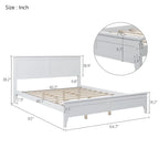 White Queen Size Modern Solid Wood Platform Bed with Wear-resistant Finish