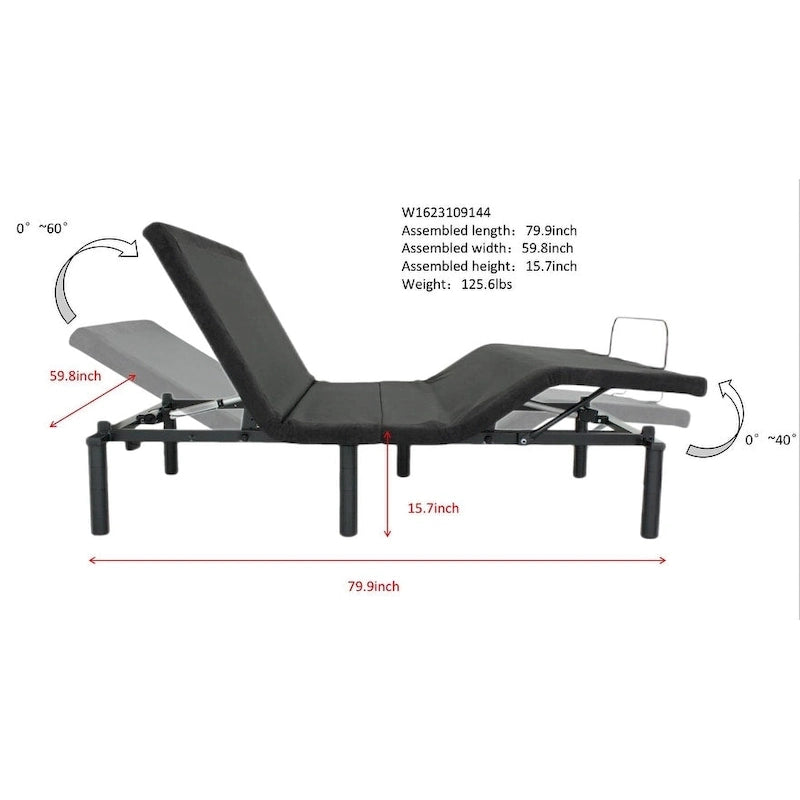 Antique Black Queen Size Adjustable Electric Bed Base with Remote Control