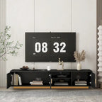 Black 65 Mid-Century TV Stand with LED Lights & Storage for TVs Up to 60