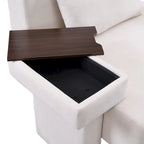 Polyester Oversized Armchair with Storage Asymmetrical Armrest and Modern Mid-Century Chair, 225lb Capacity