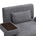 Polyester Oversized Armchair with Storage Asymmetrical Armrest and Modern Mid-Century Chair, 225lb Capacity