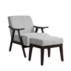 Mid Century 27.7 Upholstered Arm Chair with Solid Wood Frame and Ottoman