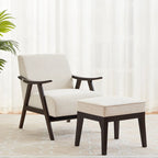 Mid Century 27.7 Upholstered Arm Chair with Solid Wood Frame and Ottoman