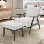 Mid Century 27.7 Upholstered Arm Chair with Solid Wood Frame and Ottoman