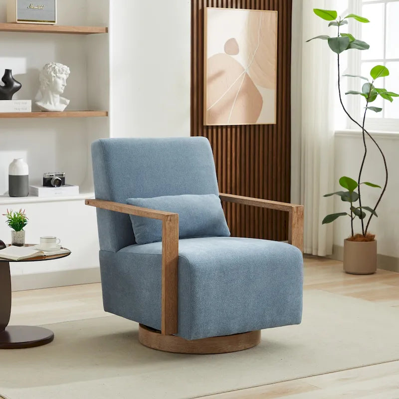30.31 Linen Blend Upholstered Swivel Accent Chair