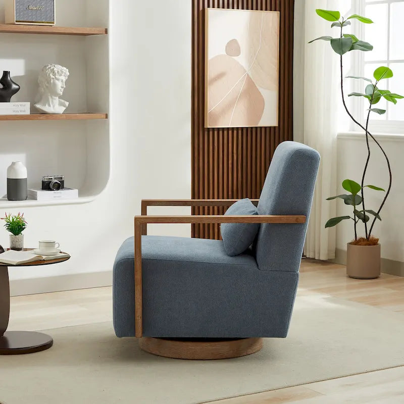 30.31 Linen Blend Upholstered Swivel Accent Chair