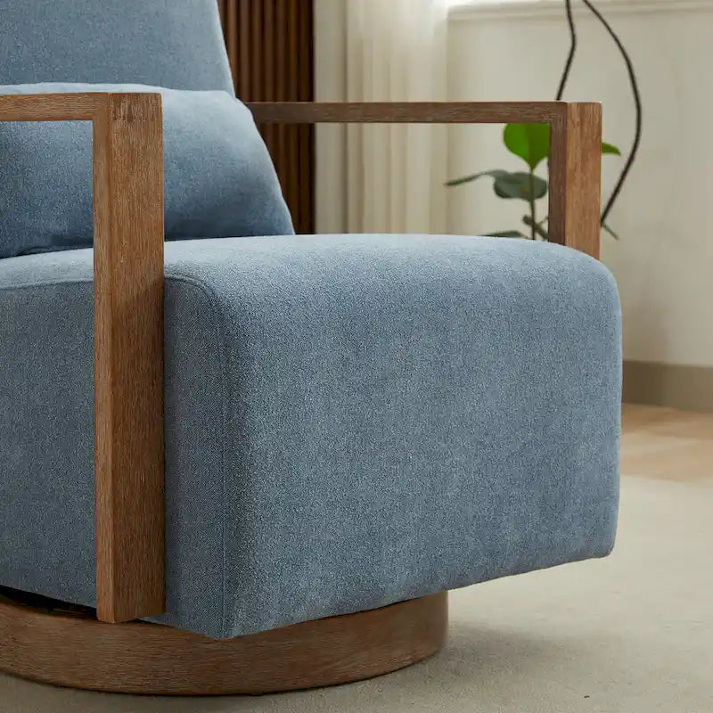 30.31 Linen Blend Upholstered Swivel Accent Chair