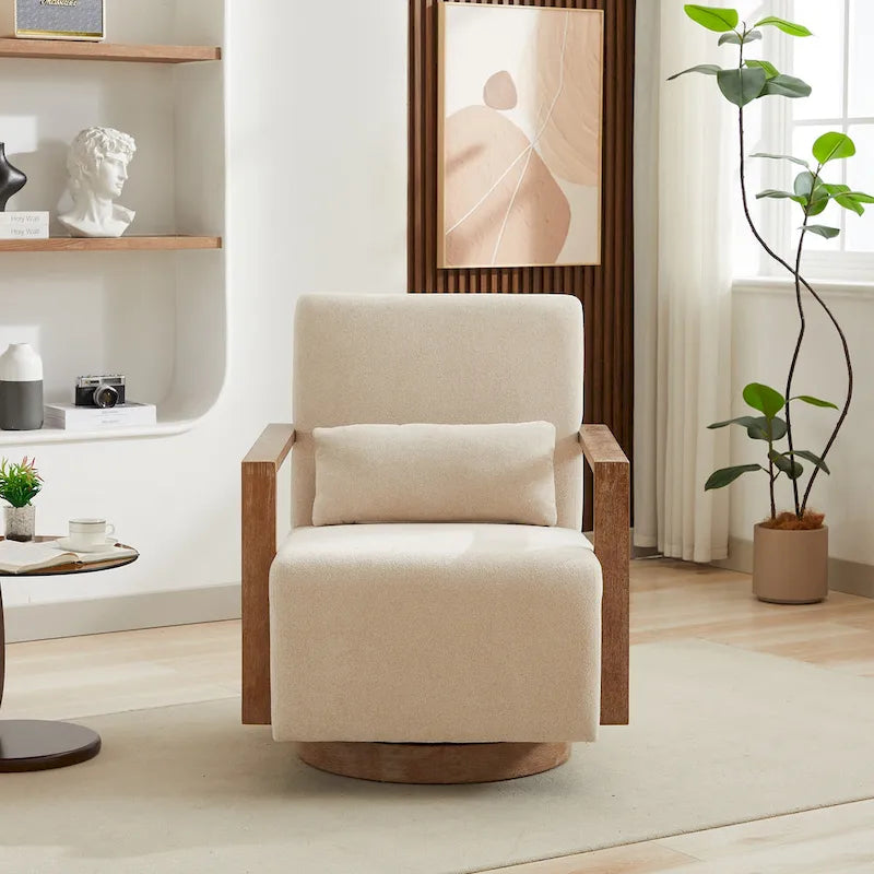 30.31 Linen Blend Upholstered Swivel Accent Chair