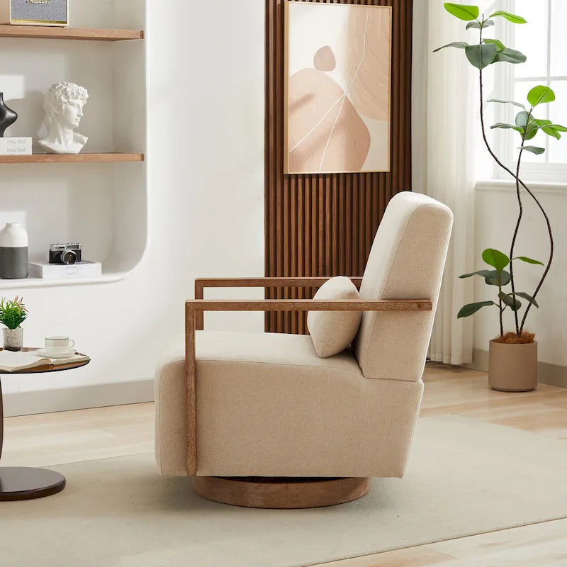 30.31 Linen Blend Upholstered Swivel Accent Chair