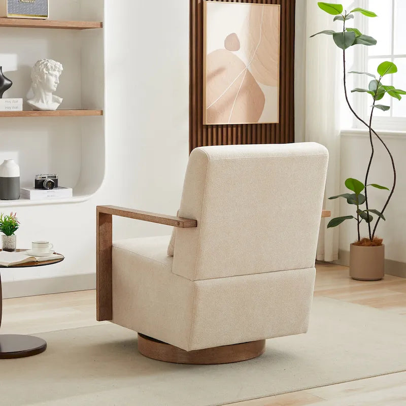 30.31 Linen Blend Upholstered Swivel Accent Chair
