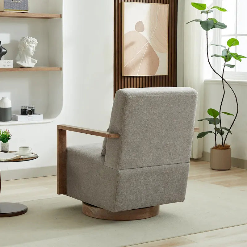30.31 Linen Blend Upholstered Swivel Accent Chair