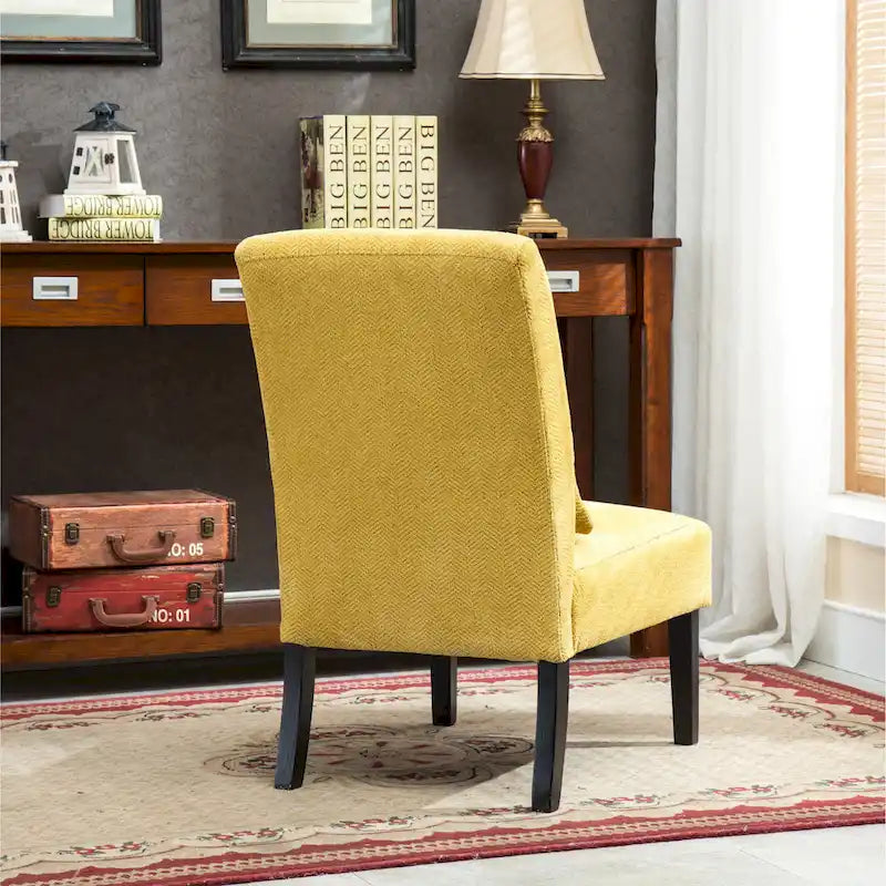 Modern 31.75 High Back Polyester Upholstered Accent Chair with Pillow and Tapered Legs