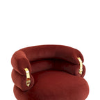 Wine Red Modern 29.13 Upholstered Barrel Chair with Ottoman and Sturdy Metal Frame