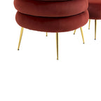 Wine Red Modern 29.13 Upholstered Barrel Chair with Ottoman and Sturdy Metal Frame