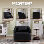 Black PU Modern 31.5 Upholstered 360 Swivel Barrel Chair with Metal Base for Living Room