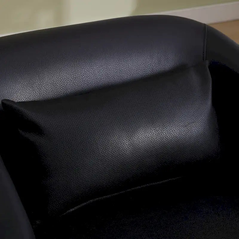Black PU Modern 31.5 Upholstered 360 Swivel Barrel Chair with Metal Base for Living Room