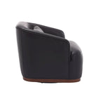 Black PU Modern 31.5 Upholstered 360 Swivel Barrel Chair with Metal Base for Living Room
