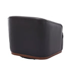 Black PU Modern 31.5 Upholstered 360 Swivel Barrel Chair with Metal Base for Living Room
