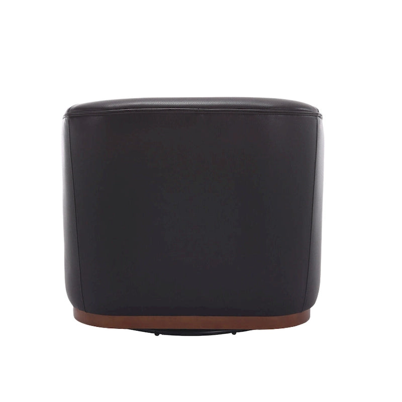 Black PU Modern 31.5 Upholstered 360 Swivel Barrel Chair with Metal Base for Living Room