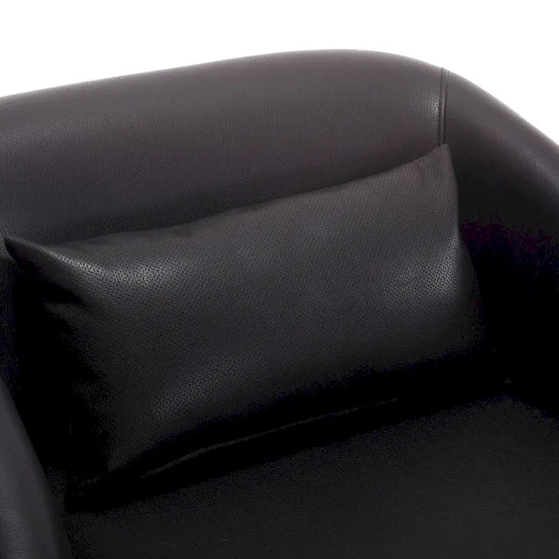 Black PU Modern 31.5 Upholstered 360 Swivel Barrel Chair with Metal Base for Living Room