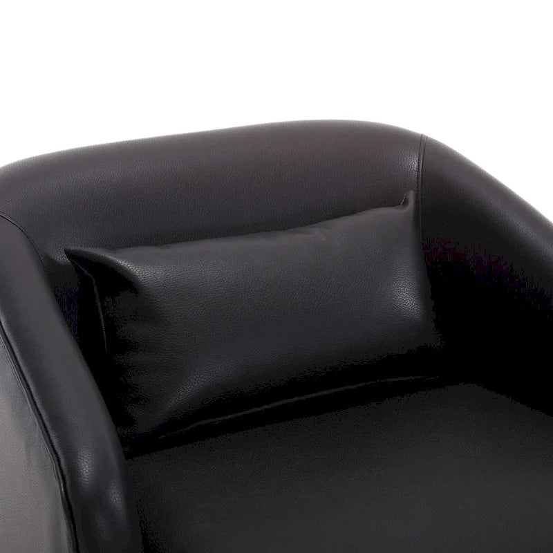 Black PU Modern 31.5 Upholstered 360 Swivel Barrel Chair with Metal Base for Living Room