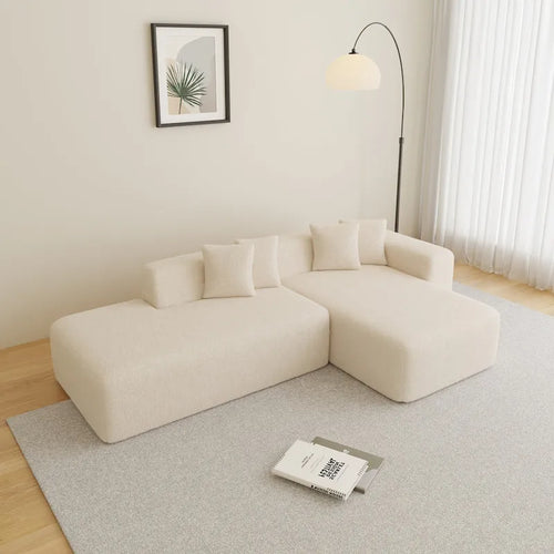 105.51 Modern L-Shape 5 Seater Modular Sectional Sofa Couch with Chaise Lounge, in Soft Lambswool Sherpa Fabric