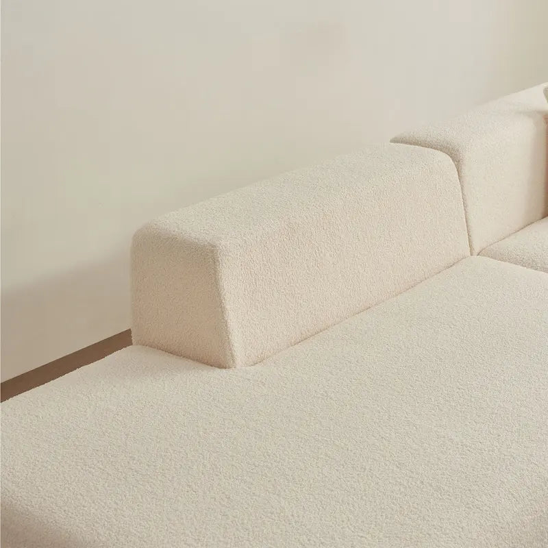 105.51 Modern L-Shape 5 Seater Modular Sectional Sofa Couch with Chaise Lounge, in Soft Lambswool Sherpa Fabric