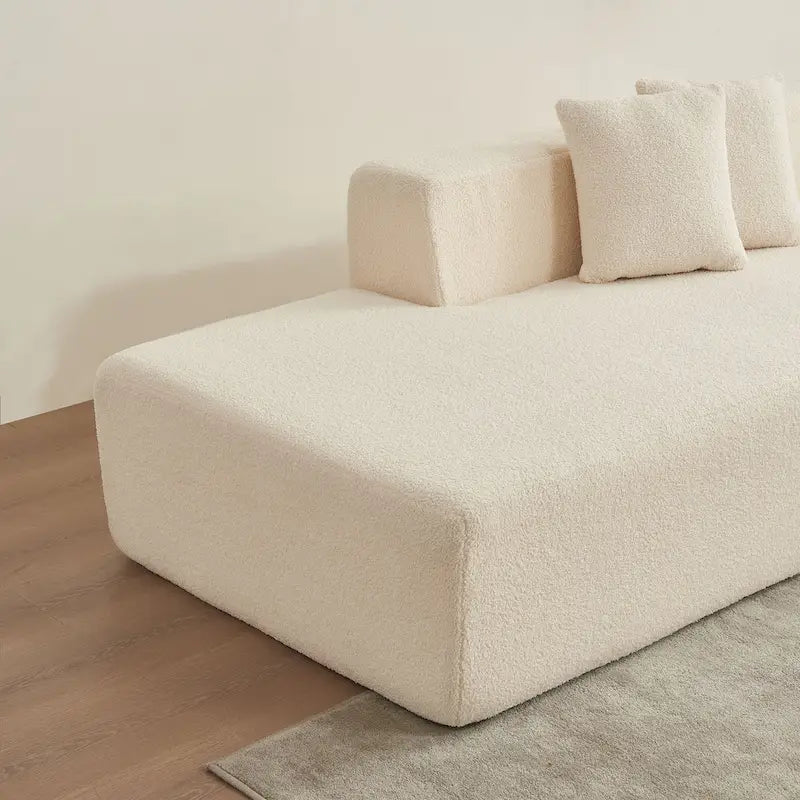 105.51 Modern L-Shape 5 Seater Modular Sectional Sofa Couch with Chaise Lounge, in Soft Lambswool Sherpa Fabric