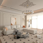 White 123 U-Shaped Modular 4 Seater Sofa with Storage Ottomans, Easy Assembly and Transport